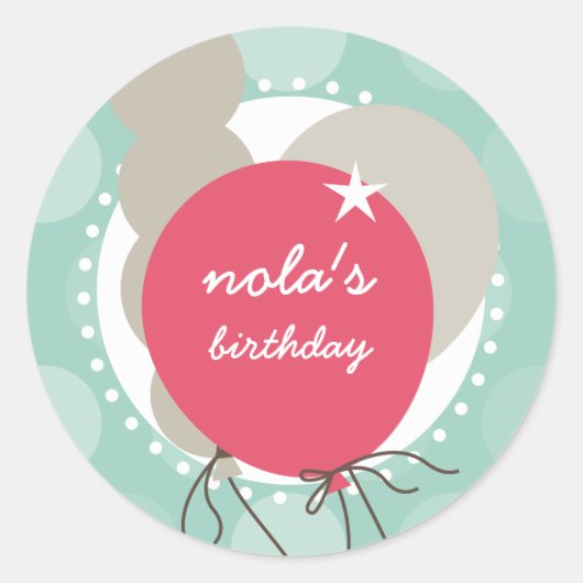 PARTY STICKERS:: ballonnen 4 Ronde Sticker (Voorkant)