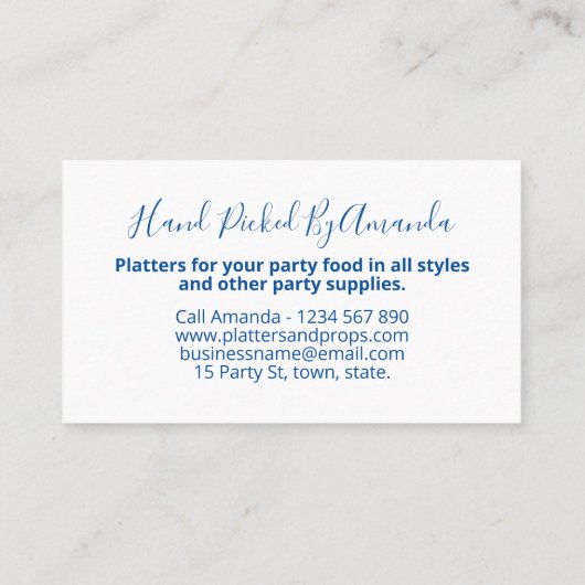 Party Supply Event Hire Visitekaartje (Achterkant)