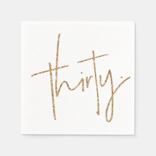 PARTY TAFEL dertig script moderne 30 gouden glitte Servetten (Voorkant)