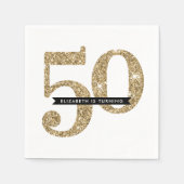 PARTY TAFEL GROTE LEEFTIJD moderne 50 glamour goud Servetten (Voorkant)