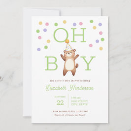 Party Teddy Bear Oh Boy Baby Shower Invitation Kaart