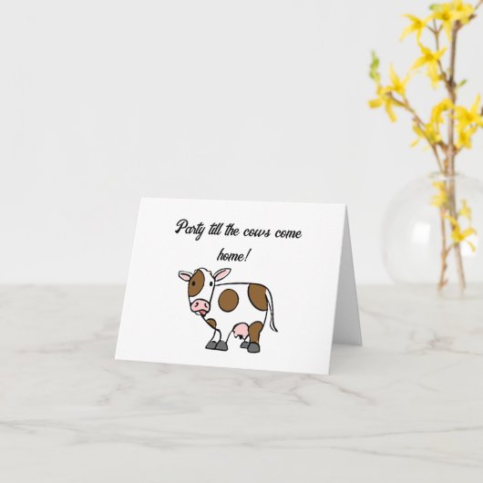Party Till The Me Comes Home - Een leuke Koe voor  Kaart (Gele Bloem)