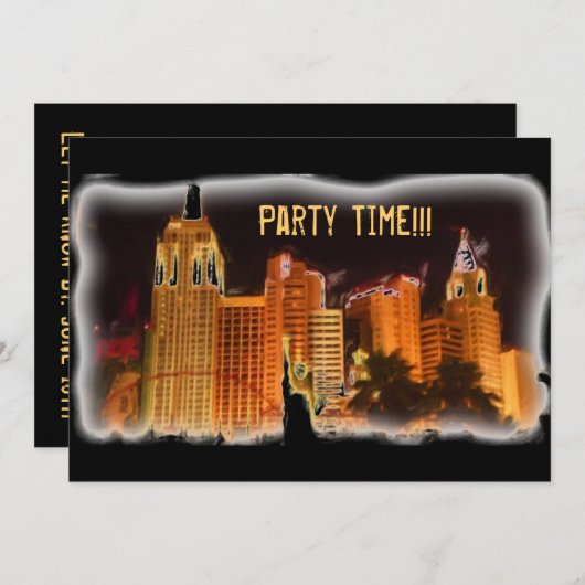 Party Time aanpasbare Vegas uitnodigingen (Voorkant / Achterkant)