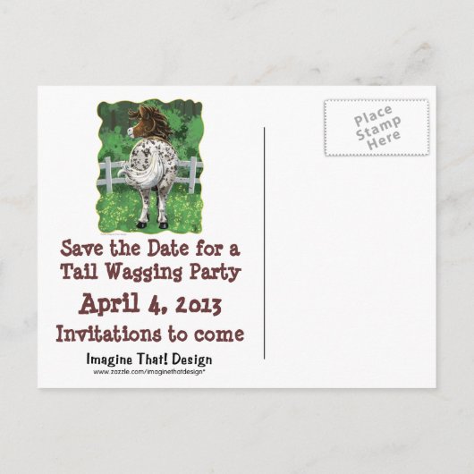 Party Time Appaloosa Horse Aankondigingskaart (Achterkant)