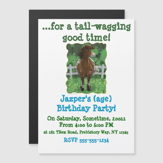 Party Time Appaloosa Horse Magnetische Uitnodiging (Voorkant / Achterkant)