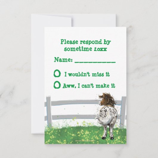 Party Time Appaloosa Horse RSVP Kaartje (Achterkant)