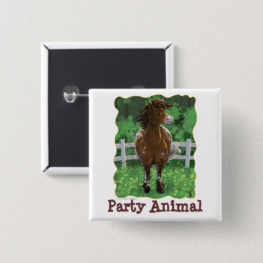 Party Time Appaloosa Horse Vierkante Button 5,1 Cm (Voorkant /achterkant)