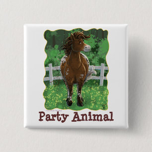Party Time Appaloosa Horse Vierkante Button 5,1 Cm