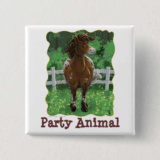Party Time Appaloosa Horse Vierkante Button 5,1 Cm (Voorkant)