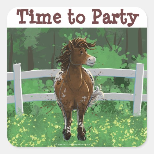Party Time Appaloosa Horse Vierkante Sticker (Voorkant)