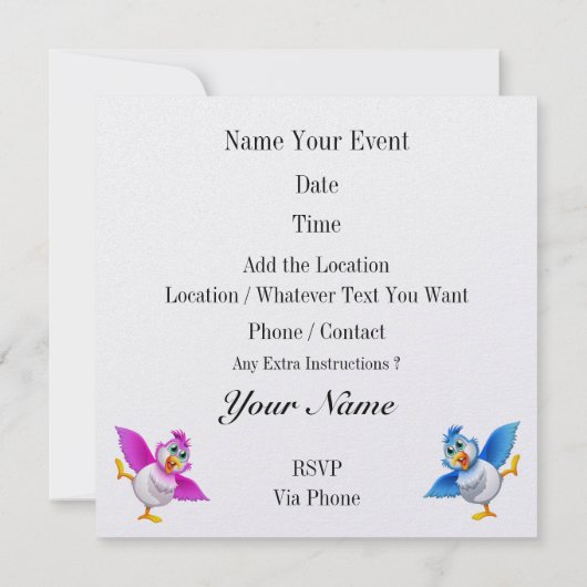 Party Time Bird - Gratis bij laatste uitnodiging (Achterkant)