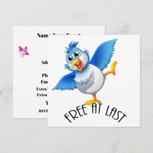 Party Time Bird - Gratis bij laatste uitnodiging (Voorkant / Achterkant)