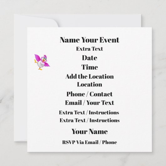 Party Time Bird - Gratis bij laatste uitnodiging (Achterkant)