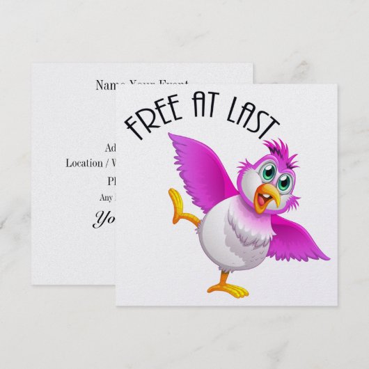 Party Time Bird - Gratis bij laatste uitnodiging (Voorkant / Achterkant)
