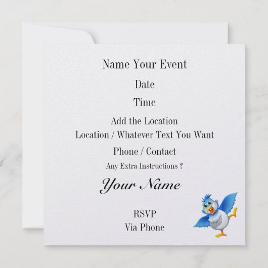 Party Time Bird - Gratis bij laatste uitnodiging (Achterkant)