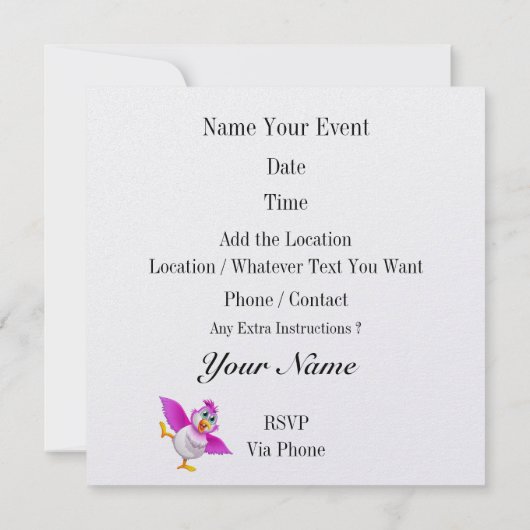 Party Time Bird - Gratis bij laatste uitnodiging (Achterkant)