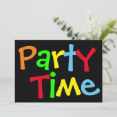 Party Time Birthday Photo Invitation Kaart (Staand voorkant)