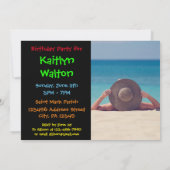 Party Time Birthday Photo Invitation Kaart (Achterkant)