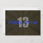 Party Time Black Grey Boy 13th Birthday Uitnodigin Kaart (Voorkant)