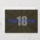 Party Time Black Grey Boy 18th Birthday Uitnodigin Kaart (Voorkant)