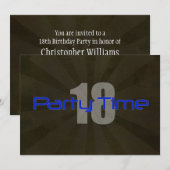 Party Time Black Grey Boy 18th Birthday Uitnodigin Kaart (Voorkant / Achterkant)