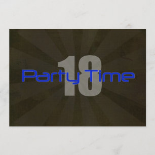 Party Time Black Grey Boy 18th Birthday Uitnodigin Kaart