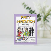 Party Time Cartoon Invitation Briefkaart (Staand voorkant)