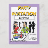 Party Time Cartoon Invitation Briefkaart (Voorkant)