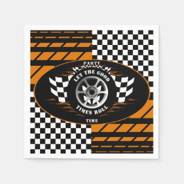 Party Time Checkered Flag Auto Sport Car Racing Servet