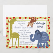 Party Time Circus / Baby shower Kaart (Voorkant / Achterkant)