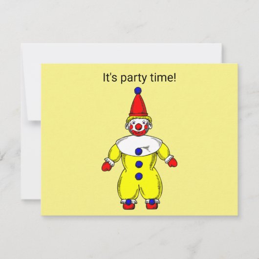 Party Time Clown Invitation Kaart (Voorkant)