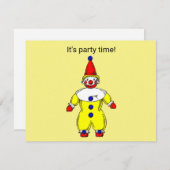 Party Time Clown Invitation Kaart (Voorkant / Achterkant)