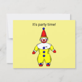 Party Time Clown Invitation Kaart
