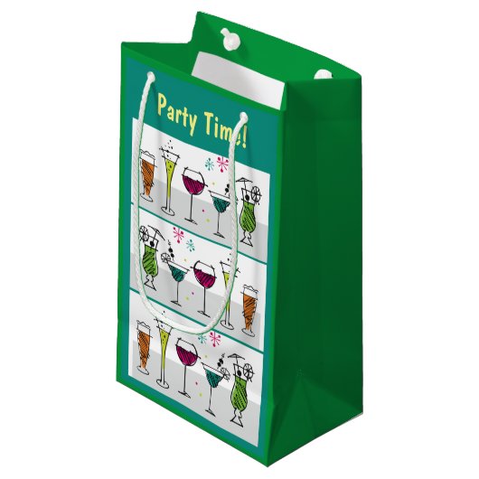 Party Time Cocktails Alcohol Birthday Events Sizes Klein Cadeauzakje (Voorkant Gekanteld)