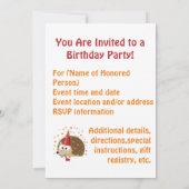 Party Time! Confetti Hedgehog Party Invitation Kaart (Achterkant)