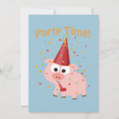 Party Time! Confetti Pig Party Invitation Kaart (Voorkant)