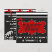 Party Time Cowboy Westerne Birthday-uitnodigingen Kaart (Voorkant / Achterkant)