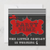 Party Time Cowboy Westerne Birthday-uitnodigingen Kaart (Voorkant)