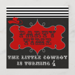 Party Time Cowboy Westerne Birthday-uitnodigingen Kaart
