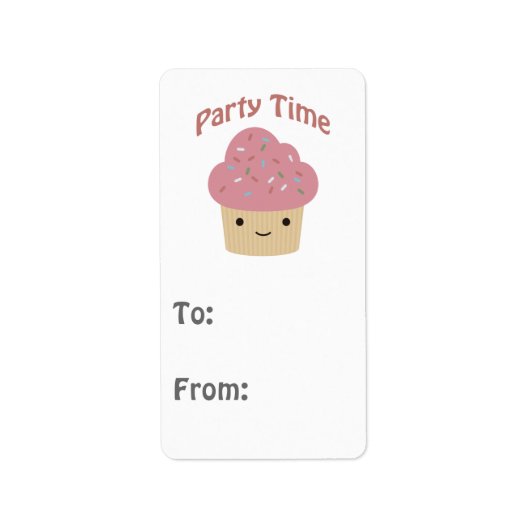 Party TIme Cupcake Etiket (Voorkant)