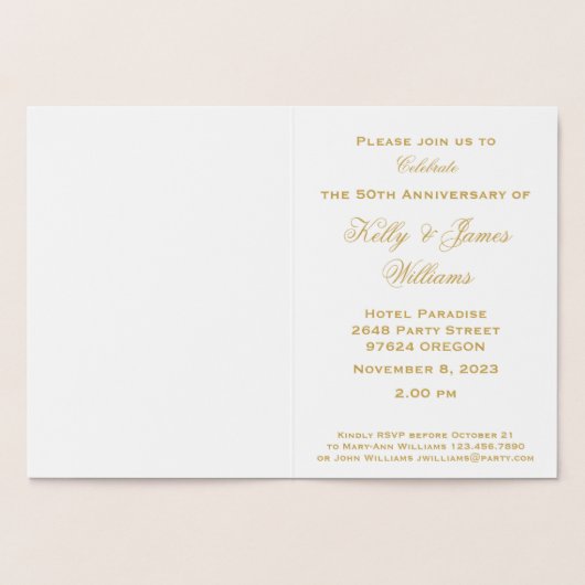 Party Time Custom 50ste Jubileum Uitnodiging (Binnen)
