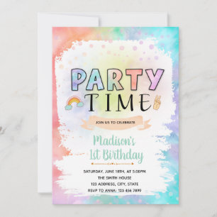 Party time dye verjaardagsuitnodiging kaart