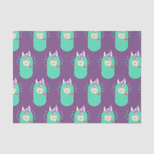 Party Time Emoji Llama Tissuepapier (Voorkant)