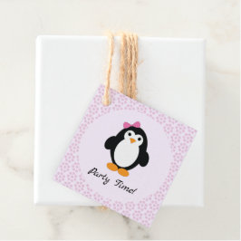 Party Time Girl Penguin Bedankjes Labels