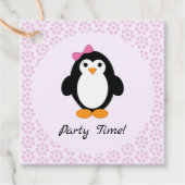 Party Time Girl Penguin Bedankjes Labels (Voorkant)