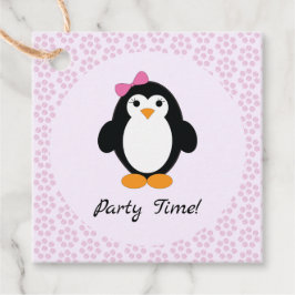 Party Time Girl Penguin Bedankjes Labels
