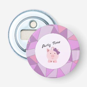 Party Time Girl Pig Button Flesopener
