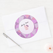 Party Time Girl Pig Ronde Sticker (Envelop)
