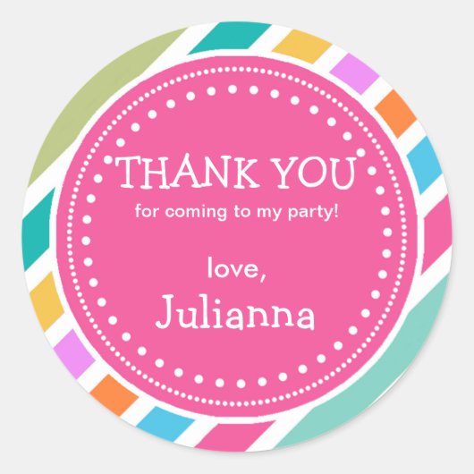 Party Time Girls Birthday Dank je voor Sticker (Voorkant)