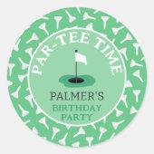 Party Time Golfen Verjaardagsfeest Ronde Sticker (Voorkant)